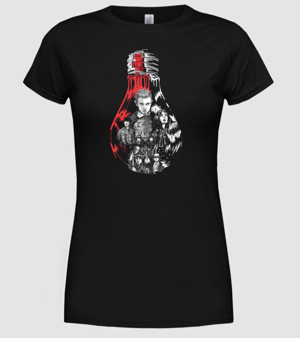 stranger things bulb model negru pe tricou
