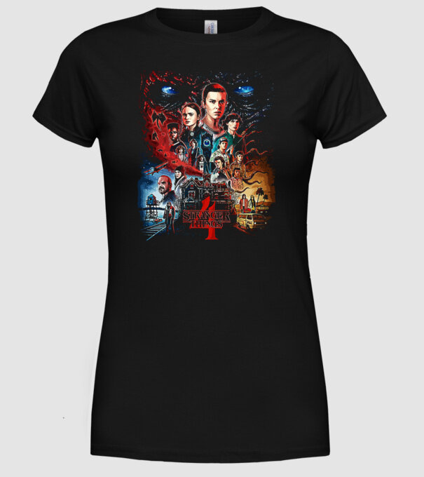 stranger things poster model negru pe tricou