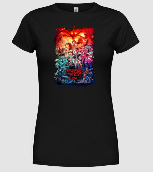 stranger things tribute poster2 model negru pe tricou