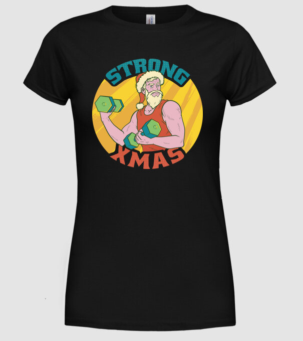 strong xmas model negru pe tricou