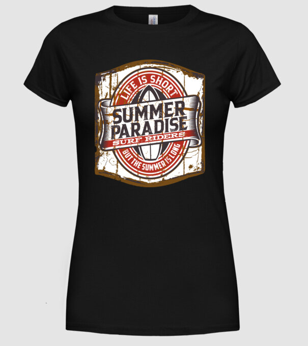 Summer Paradise model negru pe tricou