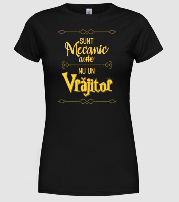 Sunt mecanic auto, nu un vrăjitor model negru pe tricou