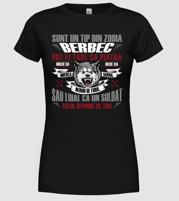 Sunt un tip din zodia Berbec model negru pe tricou
