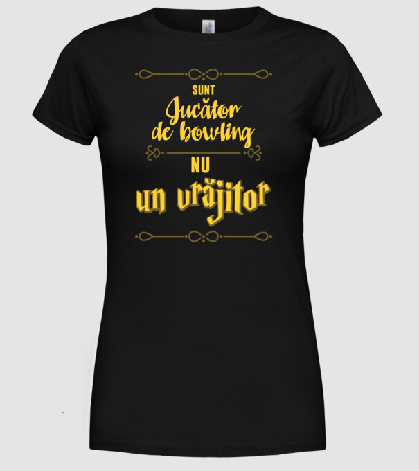 Sunt jucător de bowling, nu un magician model negru pe tricou