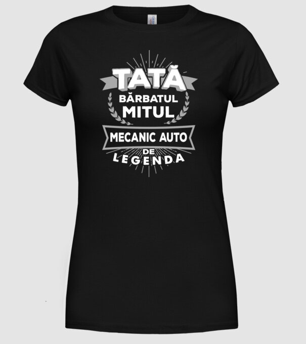 Tată - bărbatul, mitul, mecanic auto de legendă model negru pe tricou