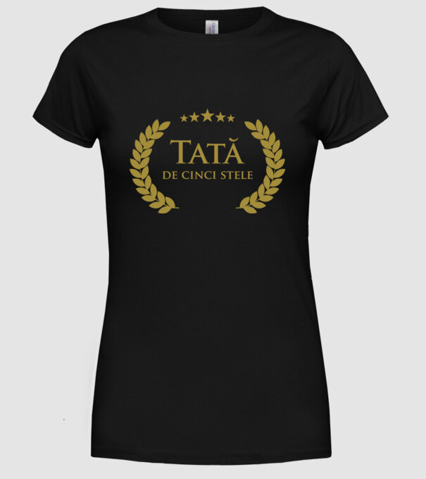 Tată de cinci stele model negru pe tricou