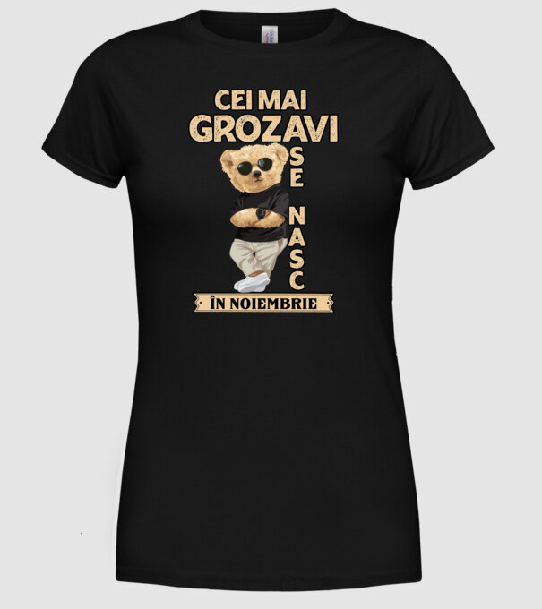 Teddy cel cool noiembrie model negru pe tricou