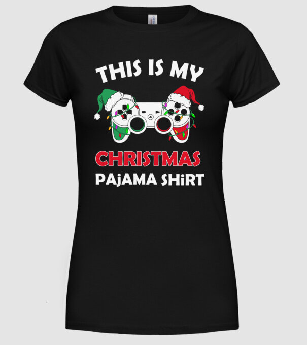 This is my christmas pajama model negru pe tricou