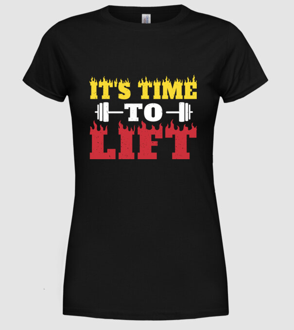 Time to lift model negru pe tricou