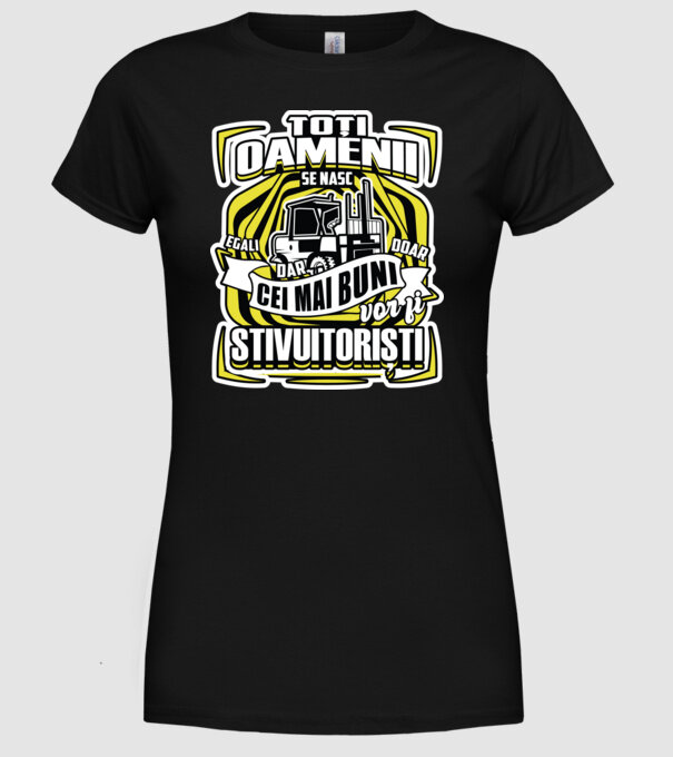 Toți oamenii stivuitoriști model negru pe tricou
