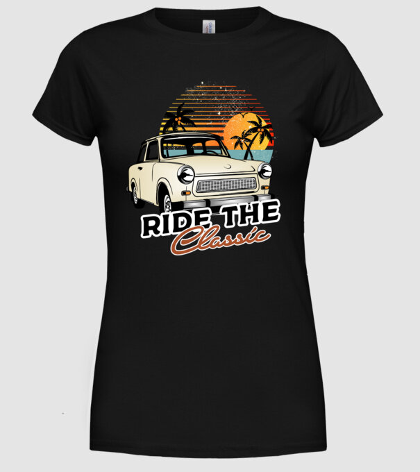 Trabant Ride The Classic model negru pe tricou