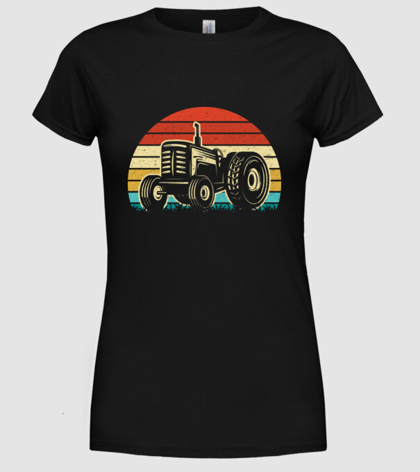 TRACTOR model negru pe tricou