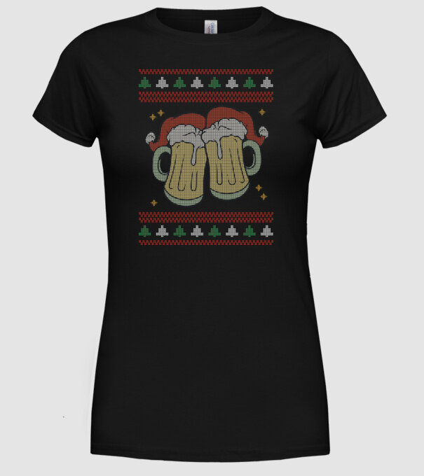 ugly sweater beers model negru pe tricou