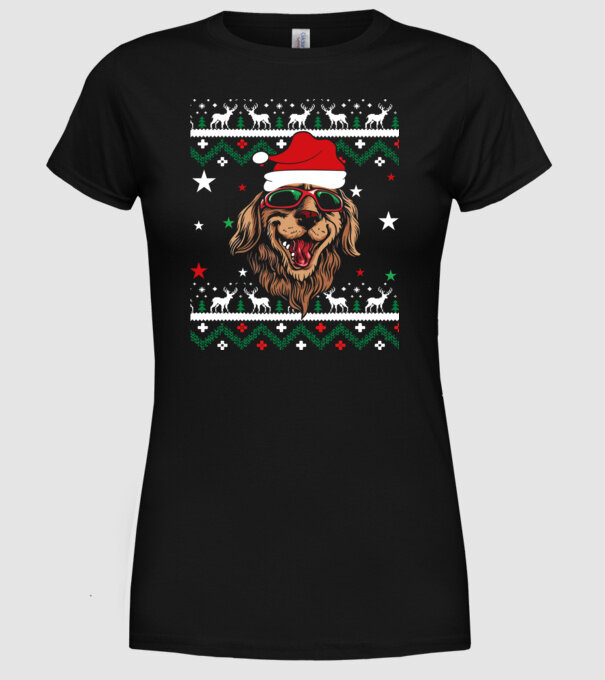 Ugly sweater dog model negru pe tricou