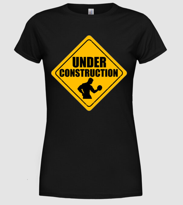 Under Construction model negru pe tricou