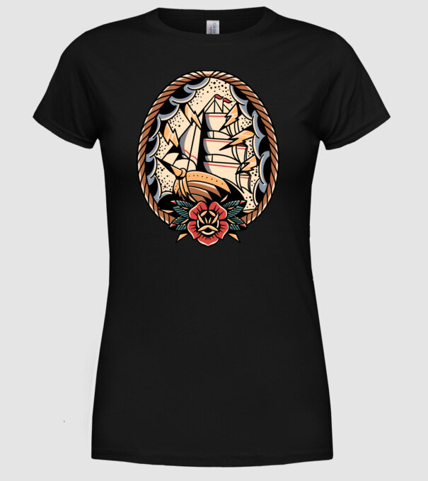 Vapoare model negru pe tricou