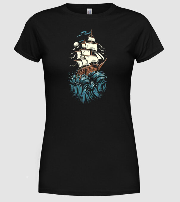 Vapoare model negru pe tricou