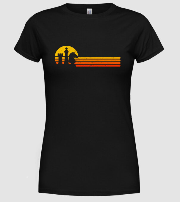 Vintage chesss sunset model negru pe tricou