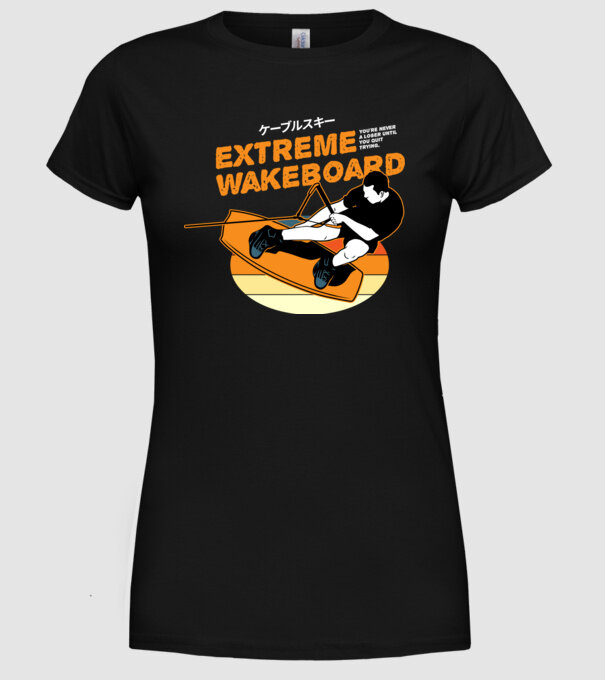Wakeboard model negru pe tricou