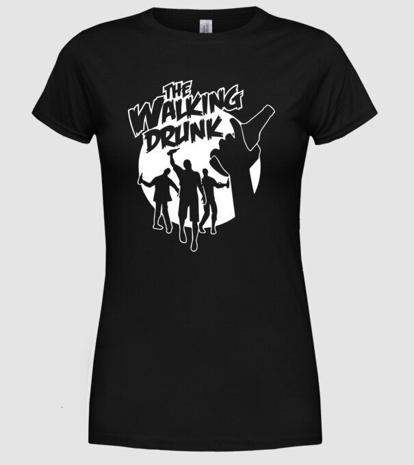 Walking Drunk model negru pe tricou