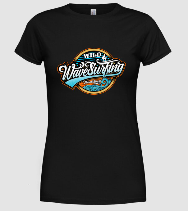WaveSurfing model negru pe tricou