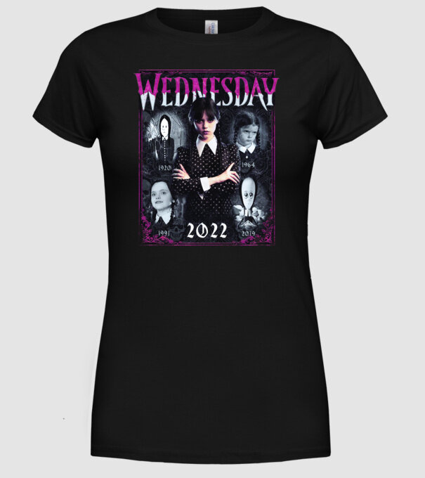 WEDNESDAY ADDAMS multi all time model negru pe tricou