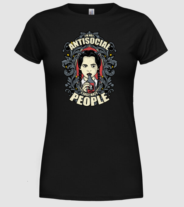 WEDNESDAY - Just hate people model negru pe tricou