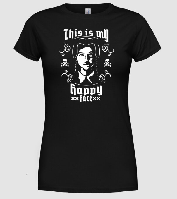 WEDNESDAY This is my happy face model negru pe tricou