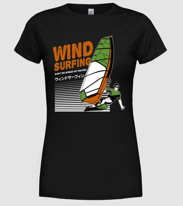 Wind Surf model negru pe tricou