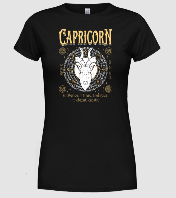 Zodiac bărbat CAPRICORN golden model negru pe tricou