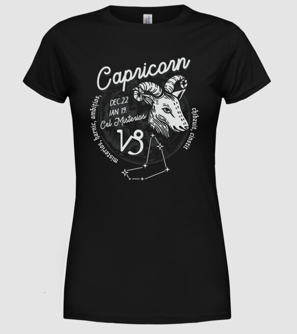 Zodiac bărbat CAPRICORN retro model negru pe tricou