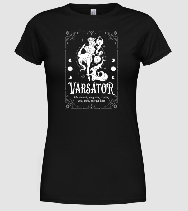 Zodiac bărbat VĂRSĂTOR white model negru pe tricou