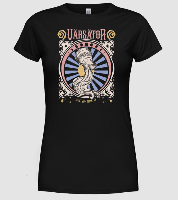 Zodiac Vintage VĂRSĂTOR model negru pe tricou