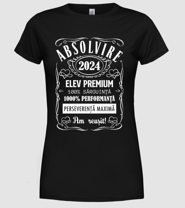 Absolvire Premium model negru pe tricou