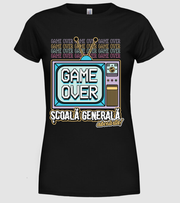 Absolvire retro școală generală model negru pe tricou