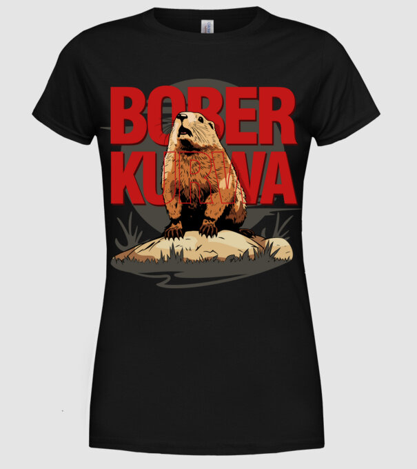 BOBER model negru pe tricou