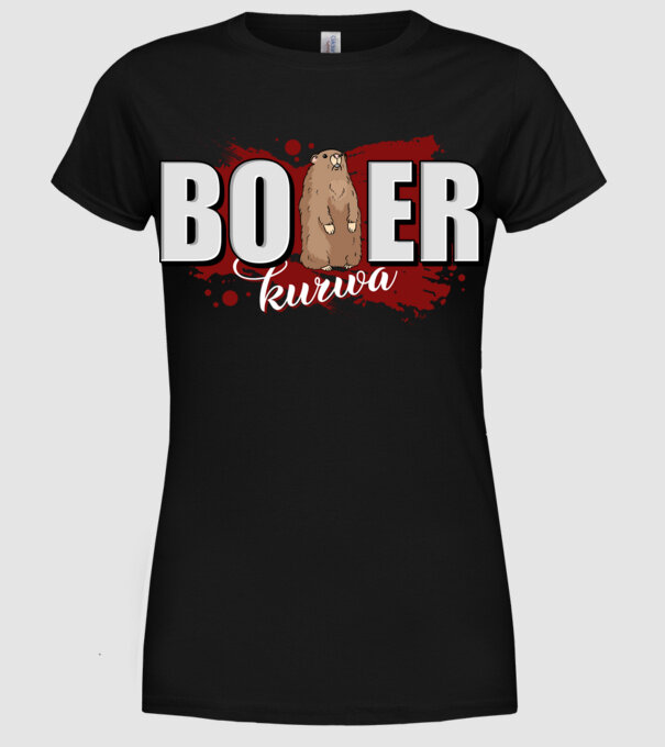 Bober Kurwa model negru pe tricou
