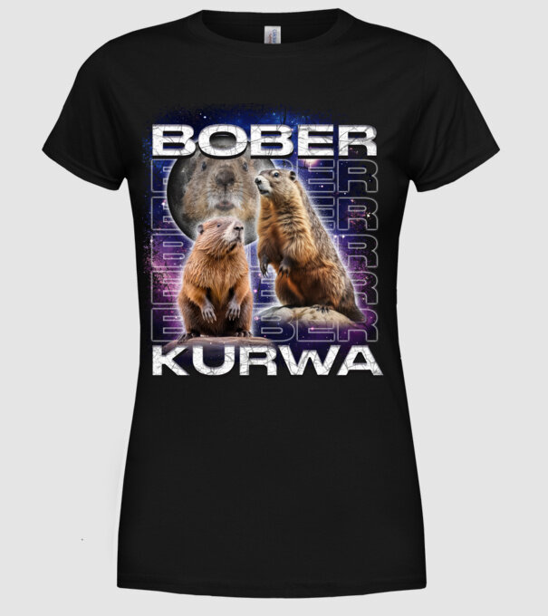 Bóber Kurwa universe model negru pe tricou