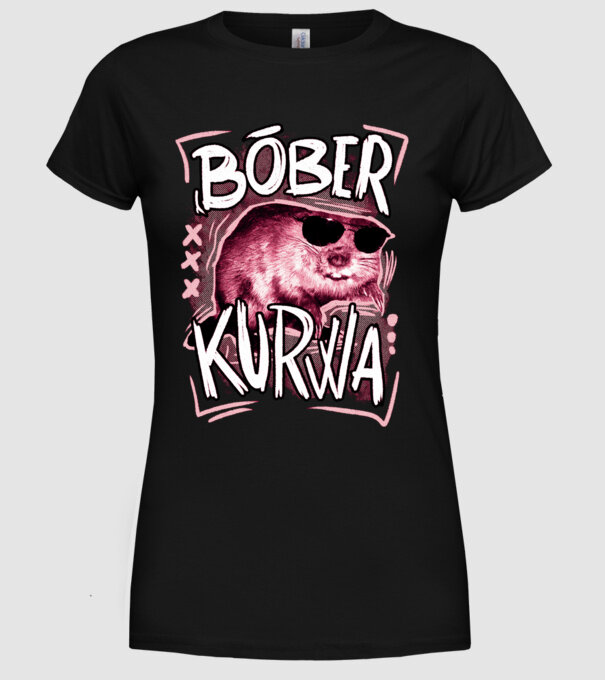 Bóber wtf model negru pe tricou