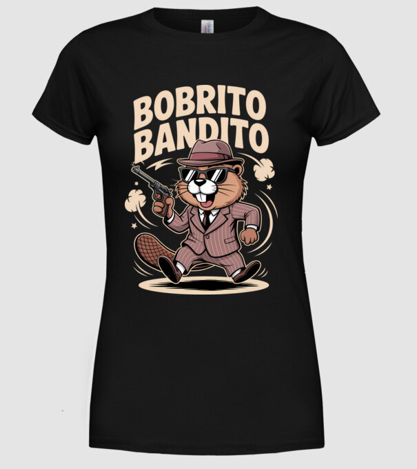 Bobrito Bandito model negru pe tricou