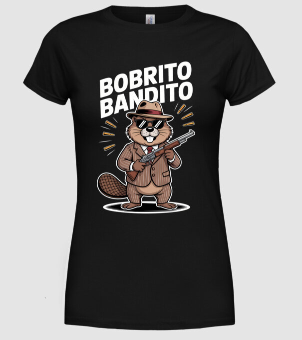 Bobrito Bandito model negru pe tricou