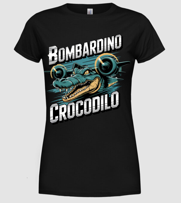 Bombardino Crocodilo 2 model negru pe tricou