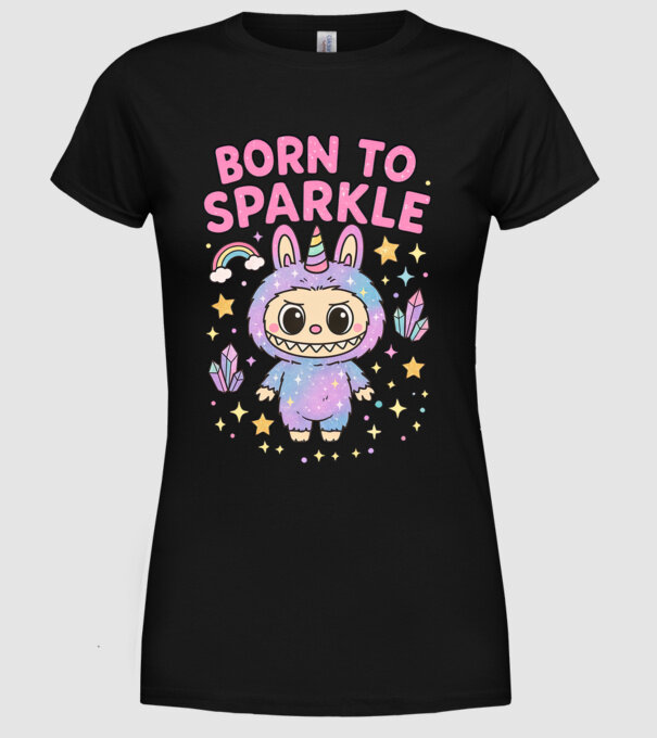 Born to sparkle model negru pe tricou
