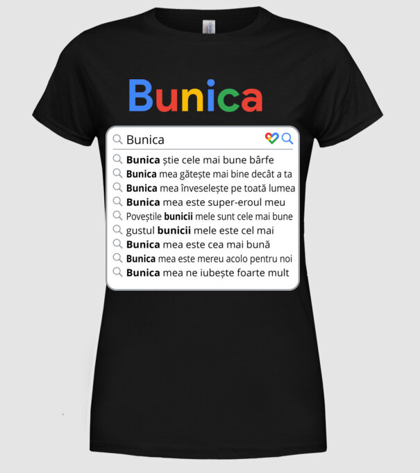 căutare Google Bunica model negru pe tricou