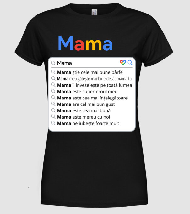 căutare Google Mama model negru pe tricou