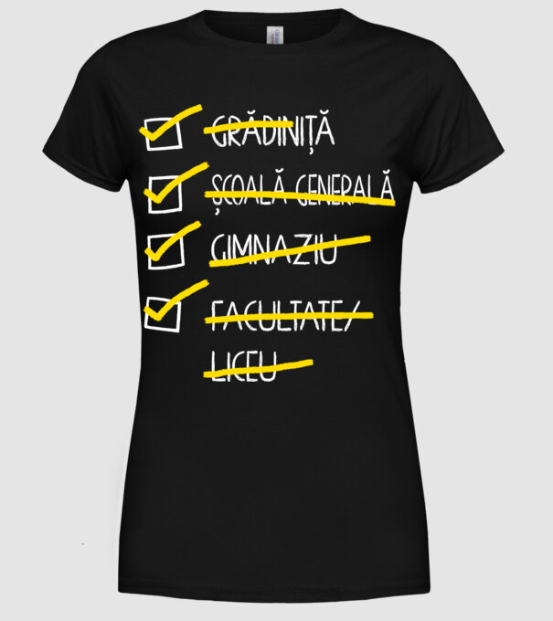 Cheklist educație - Facultate negru model negru pe tricou
