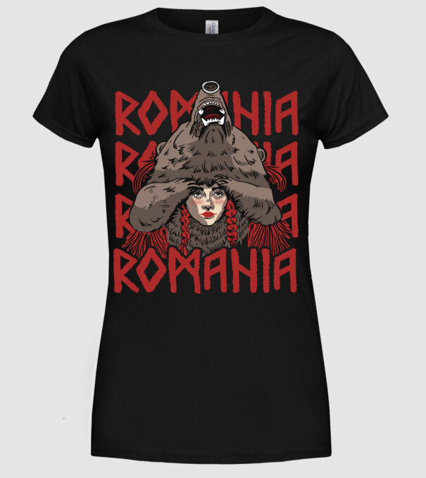 Dansul Ursului romania model negru pe tricou
