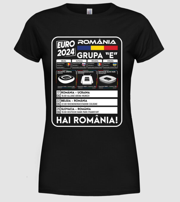 Fotbal Calendar Euro 2024 model negru pe tricou