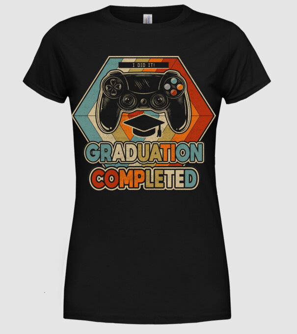 Graduation Completed model negru pe tricou