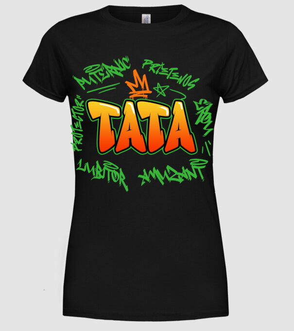 Graffiti tata model negru pe tricou